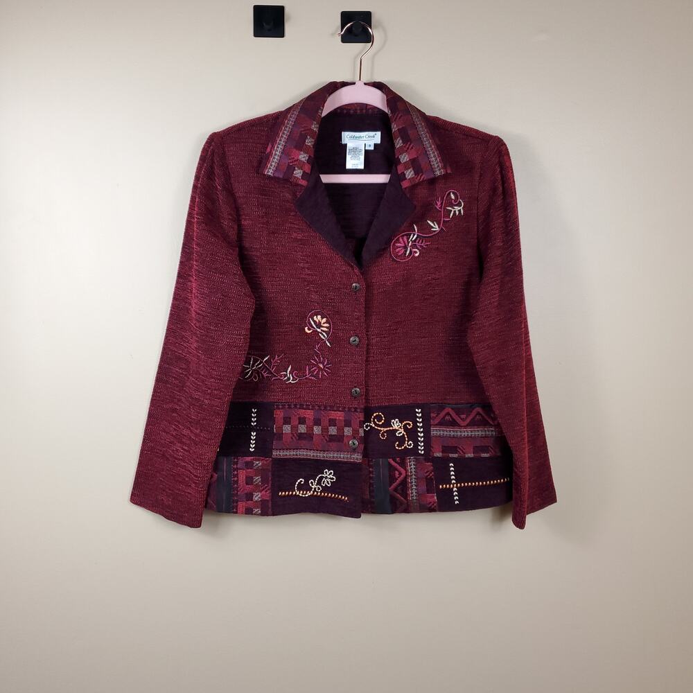 Coldwater Creek Embroidered Patchwork Jacket Size 8
